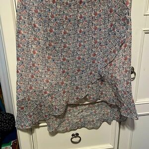 Madewell Floral Print Skirt - Blue and Red